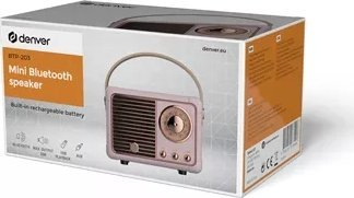 Altoparlant Bluetooth Denver BTP-203, stil retro, me bateri, rozë