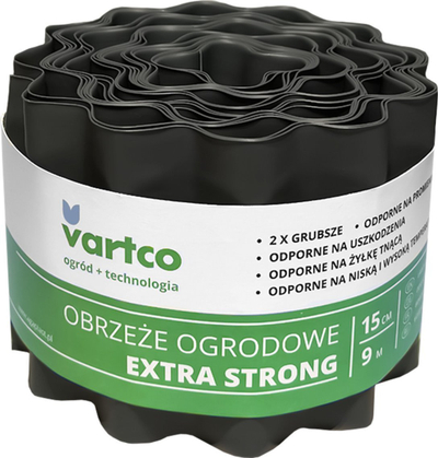 Bordurë kopshti me valë Strong Resistant, 15 cm, 9 m, gri