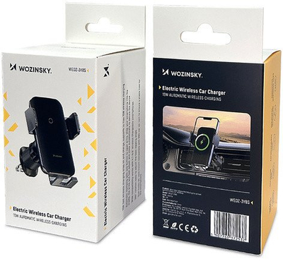 Mbajtëse telefoni Wozinsky WEDZ-3Y8S për grilë ajrimi makine, me karikues wireless 15W, e zezë