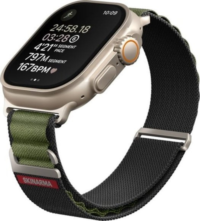 Rrip për Apple Watch Skinarma Kobu Olive, 44 45 49mm, najlon, ulli