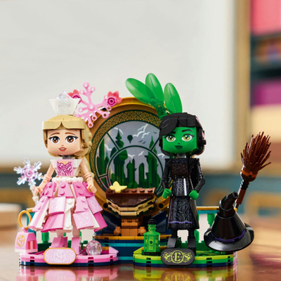 Set figurina ndërtuese Elphaba dhe Glinda, lodra koleksionare, shumëngjyrëshe