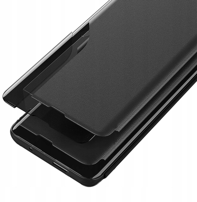 Футрола за телефон Hurtel Eco Leather View, за iPhone 16e, со држач, црна