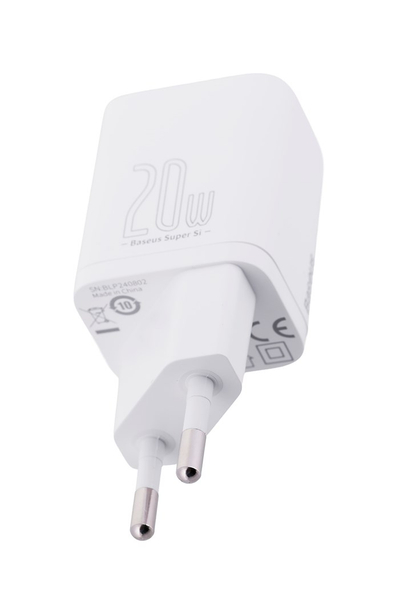 Adapter rryme Baseus Super Si, 20W, 1 x USB Type C, i bardhë