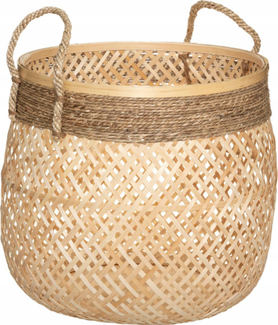 Set shporta bambuje Atmosphera Bamboo Basket Round Rope Nat X3, 3 copë, rrumbullakët, bezhë
