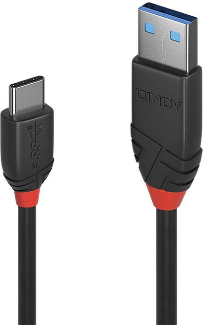 Kabllo Lindy USB A - USB C 36915, 0.5m, e zezë