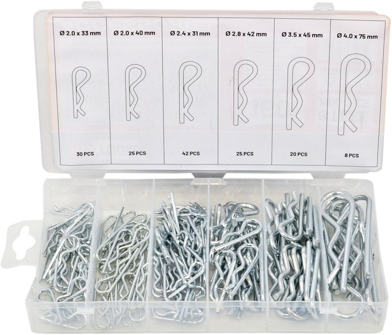 Set spinash sigurie R-shape, 150 copë, çelik i galvanizuar, argjendtë