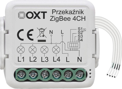 Modul rele OXT Mini, 4 qarqe, ZigBee Tuya, i bardhë