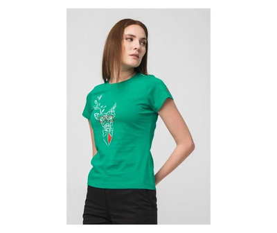 Bluzë femrash PEGAS Ladies T Shirt Family Of Deer, XS, jeshile
