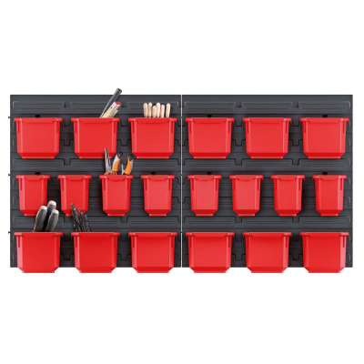 Panel për orendi veglash Orderline, me 20 kontenierë, 80 x 16.5 x 40 cm, portokalli
