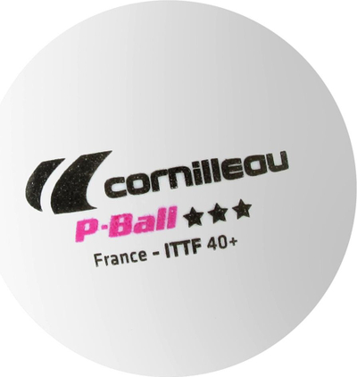 Toptha pingpongu Cornilleau P-Ball ITTF, 40mm, set 3 copë, të bardha