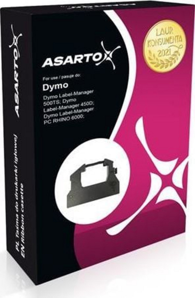 Shirit etiketa Asarto për DYMO D6/7 S0720780, 12mm, tekst i zi me sfond të bardhë