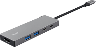 USB C концентратор Trust Dalyx 5 во 1, HDMI, Power Delivery 100W, сив