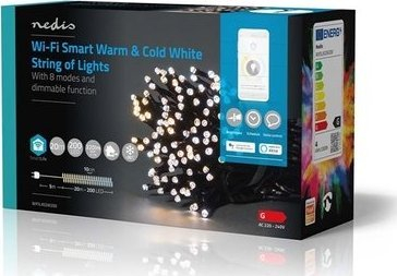 Drita dekorative Nedis WIFILX02W200, LED, 20m, me drita të bardha të ngrohta edhe të ftohta