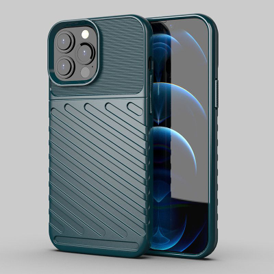 Mbulesë telefoni Thunder Case për iPhone 13 Pro Max, TPU e fortë, antirrëshqitëse, jeshile