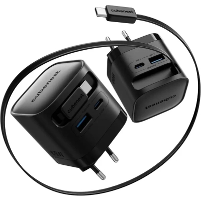 Karikues Cubenest S3D2 PD GaN 65W me kabllo USB-C, i zi