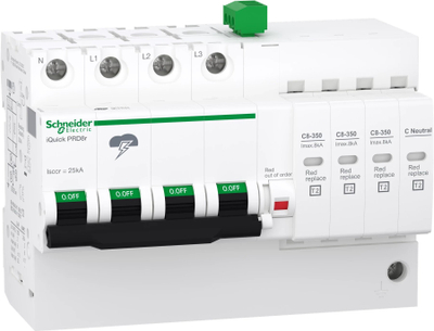 Mbrojtës nga rryma goditëse Schneider Electric Acti9 iPRD, 2 kA, për panel shpërndarës, i bardhë
