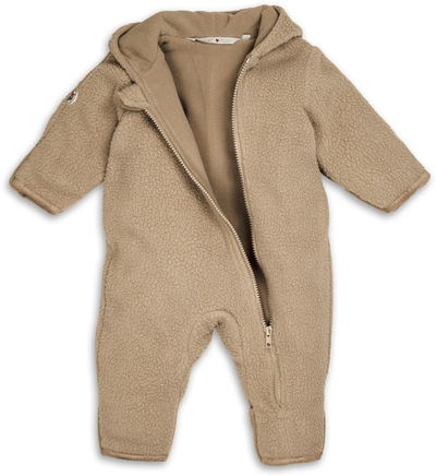 Kombinezon fleece për të porsalindur Lodger Teddy, që s’e merr uji, material Oeko Tex, bezhë