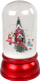 Stoli dekorative LeanToys Christmas, kube xhami me borë fallco, dritë LED dhe muzikë, e bardhë