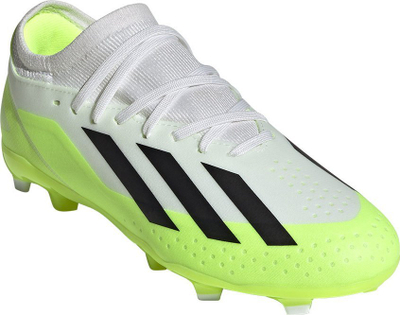 Këpucë futbolli Adidas X Crazyfast.3 FG Jr, për kalamaj, për fushë me bar natyral, të bardha me neon
