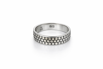 Unazë Silver 925 – Dizajn Honeycomb Modern