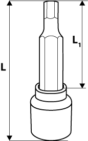Bit çelësi Neo Long, 1/2" H6, 100mm, gri metalik