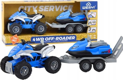 Lodër quad me rimorkio, me varkë dhe jet ski, plastike, me shumë ngjyra