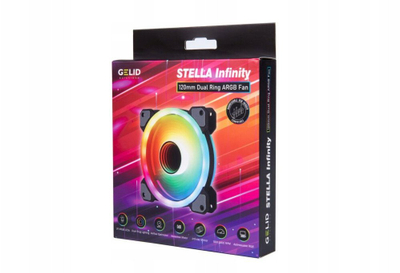 Вентилатор за компјутер Gelid Solutions Stella Infinity, 120mm, ARGB, црн