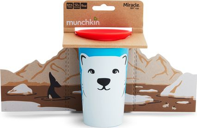 Gotë trajnimi Munchkin Miracle 360 WildLove, 266 ml, pa derdhje, blu me ari polar