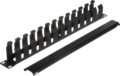 Organizues kabllosh OKR-12, për kabinet RACK 19", 1U, 12 mbajtëse, i zi