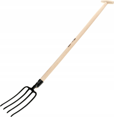 Grepa kopshti Best Garden, me dorezë druri T, 100cm, 4 dhëmbë, i zi
