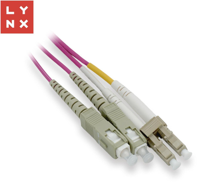 Kabllo patch optik LYNX duplex MM OM4, LC në SC, 50/125µm, 5m, rozë