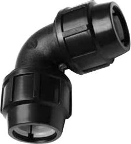 Пластичен аголен спојувач Invena Coupling Elbow Socket, 25x25 mm, црн