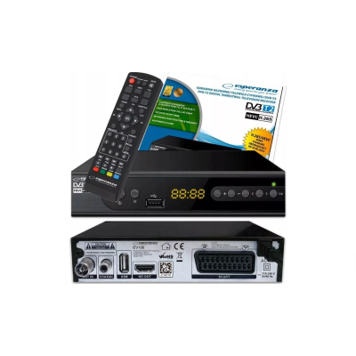Dekoder DVB T2 Esperanza EV106R, HEVC H.265, USB, i zi