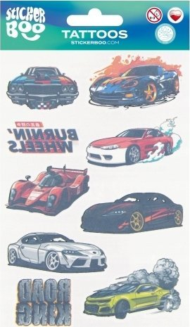 Tatuazhe të përkohshme për kalama Teka Sticker Boo Auto Tattoos, set me ca figura të ndryshme, shumëngjyrëshe