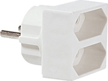 Adapter energjie Bachmann, 1x mashkull në 2x femër, standard gjerman, i bardhë