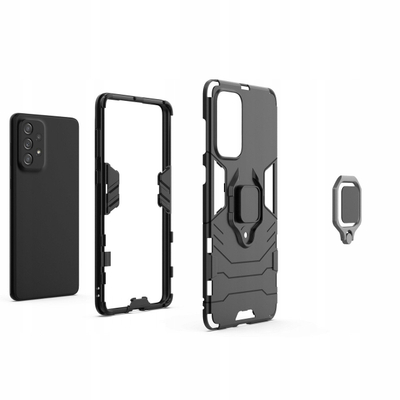 Mbrojtëse telefoni Ring Armor për Samsung Galaxy A73 5G, TPU dhe polikarbonat, me mbajtëse magnetike, e zezë