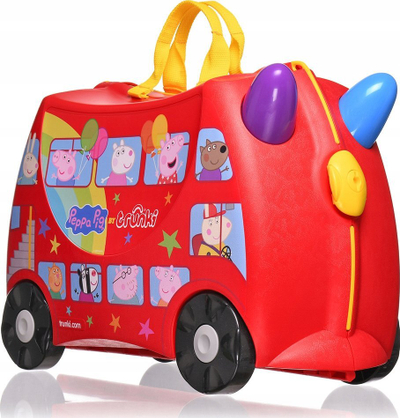 Куфер за јавање Trunki Peppa Pig, за деца, со тркала, црвен