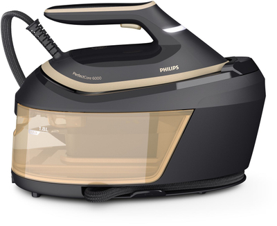 Stacion hekurosje me avull Philips PerfectCare 6000 PSG6064/80, OptimalTEMP, depozitë 1.8L, i zi