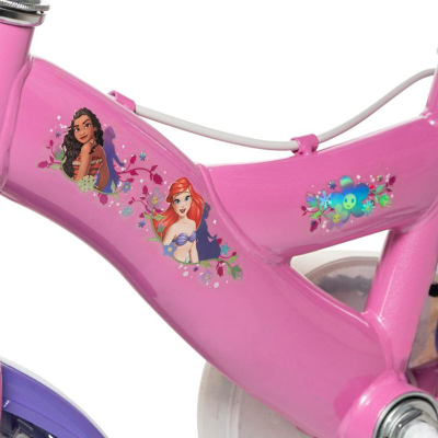 Biçikletë për kalamaj Huffy Disney Princess 22494W, 12", me rrota ndihmëse, rozë vjollcë