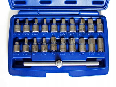 Set bit kaçavidash ASTA a-GE2405N21, 21 copë, me dorezë T, kuti plastike blu