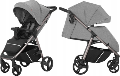 Karrucë për bebe Carrello Bravo CRL-85121, skelet alumini, palosje e vogël kompakte, gri metalike