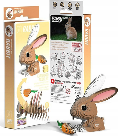 Puzzle 3D Safari Ltd EUGY Rabbit, lodër edukative kartoni, shumëngjyrësh