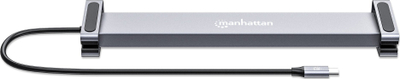 Dock USB C Manhattan me 7 porta, 2x HDMI 4K 60Hz, internet me kabllo Gigabit, gri