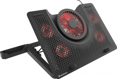 Stendë për ftohje Genesis Oxid 550 për laptop 15.6-17.3", 5 ventilator, dritë të pasme, 1 USB (NHG-1411),e zezë, plastike