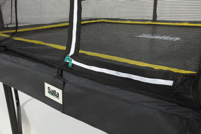 Trampolinë kopshti Salta Comfort Edition, 12ft x 8ft, drejtkëndëshe me rrjetë sigurie, e zezë me detaje jeshile
