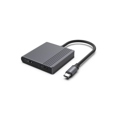 Adapter USB-C Cablexpert Gembird A-CM-DPHDMI-01, HDMI + DP, 4K 60Hz, gri me të zezë