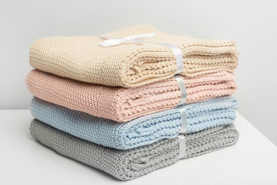Batanije bebe Sensillo Knitted Blanket, pambuk 100%, 100x80 cm, gri
