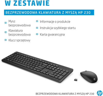 Set tastierë dhe mi HP 230 Wireless Combo, layout frëngjisht, RF 2.4GHz, i bardhë