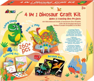 Set aktiviteti kreativ për fëmijë Avenir Dinosaur, 4 në 1, shumëngjyrësh