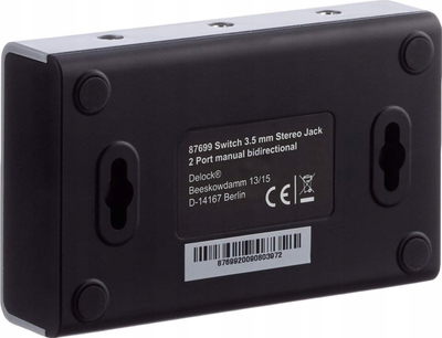 Ndërrues audio DeLOCK 87699, port 3.5mm stereo, manual, i zi gri